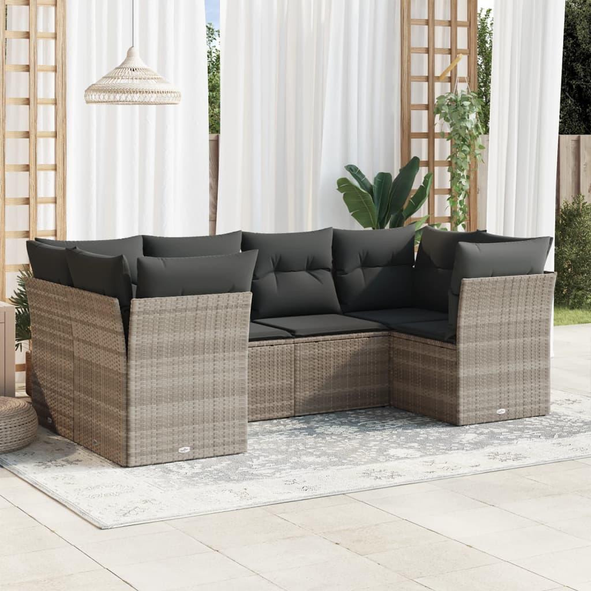 VIDAXL Salon de jardin 6 pcs avec coussins gris clair resine tressee