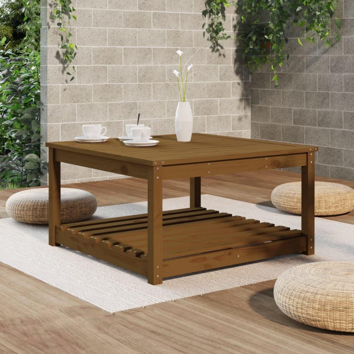 VIDAXL Table de jardin marron miel 82,5x82,5x45 cm bois massif de pin