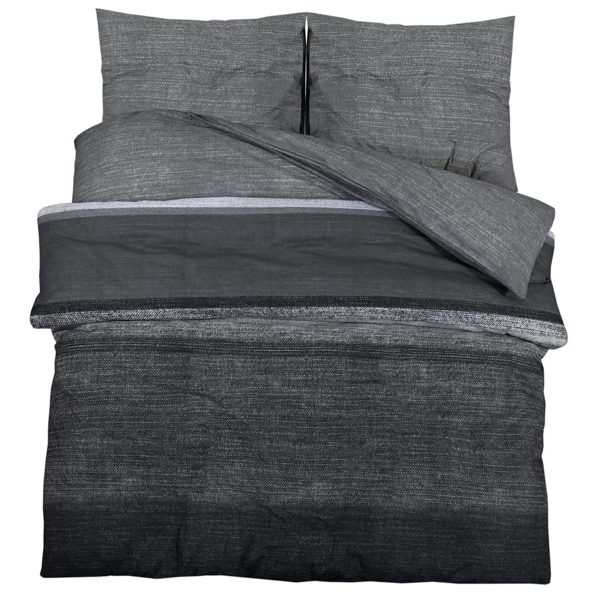 Voir la diapositive 2 : VIDAXL Ensemble de housse de couette gris fonce 200x200 cm Coton