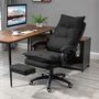Voir la diapositive 2 : HOMCOM Fauteuil de bureau direction massant hauteur réglable dossier inclinable repose-pied intégré toile de lin noir