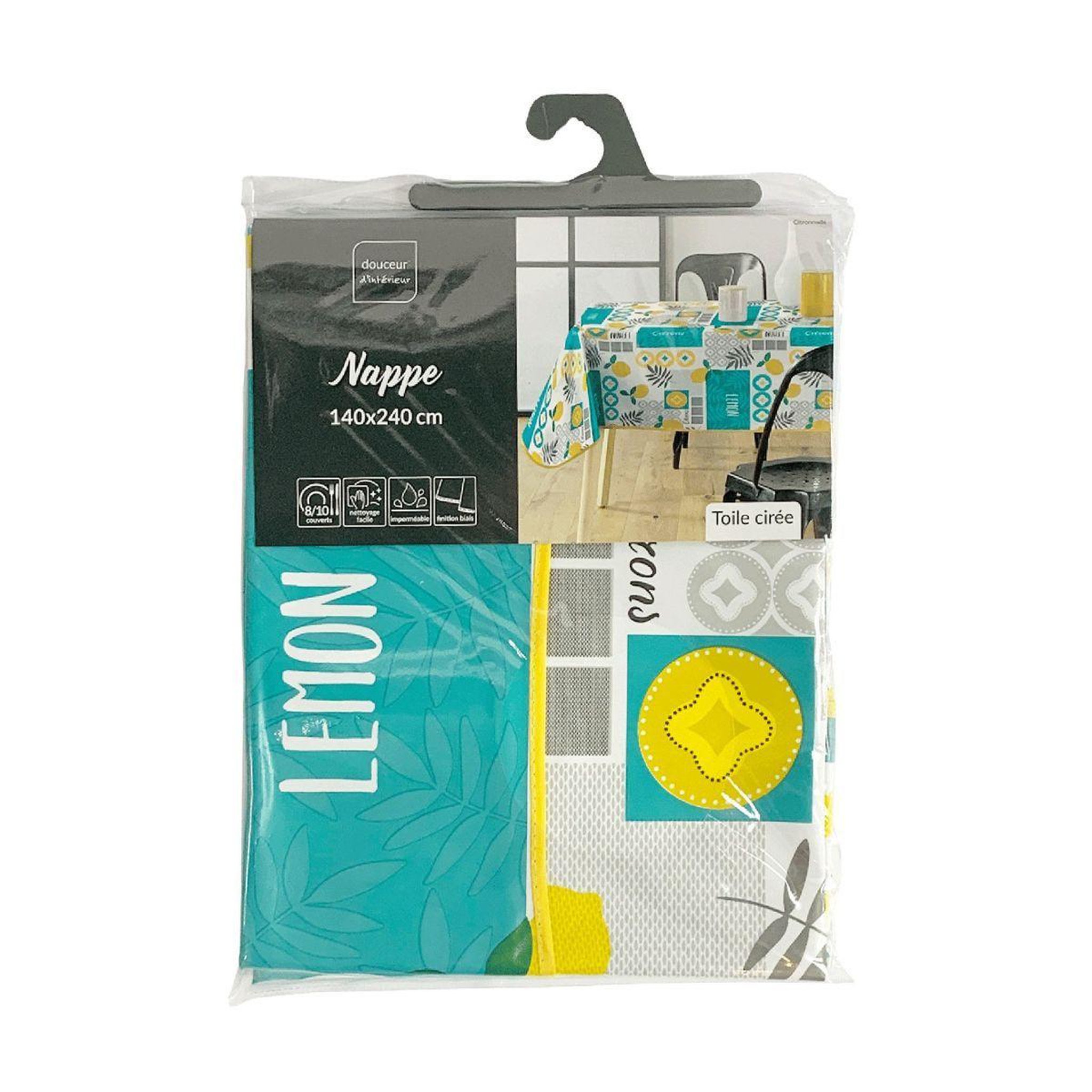Voir la diapositive 2 : Douceur d'Intérieur Nappe toile cirée  citronnade  140x240cm jaune