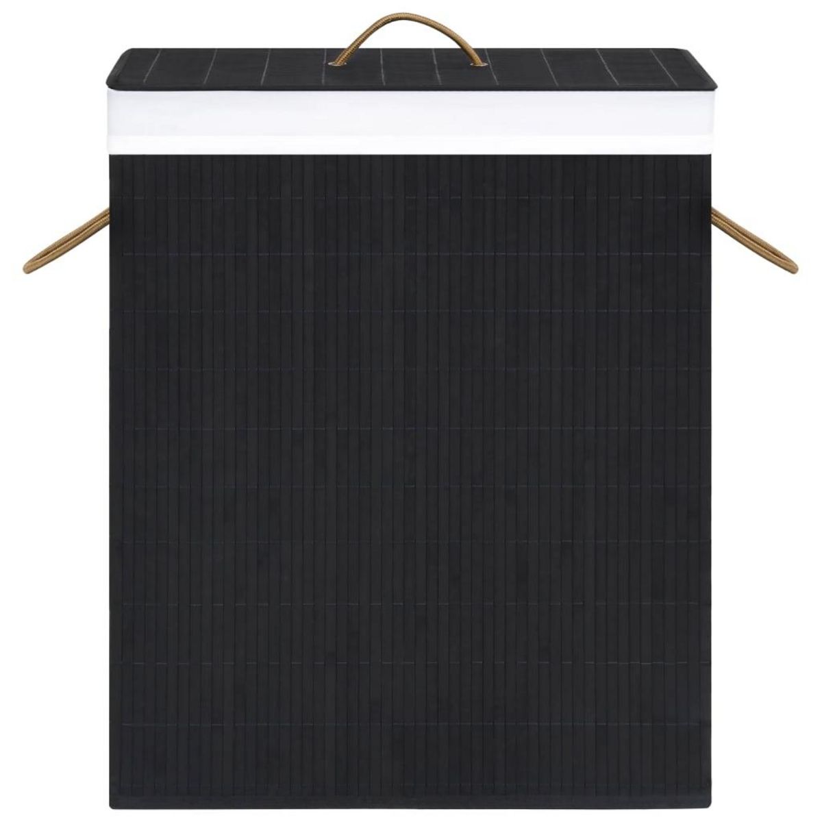 VIDAXL Panier a linge avec 2 sections bambou noir 100 L