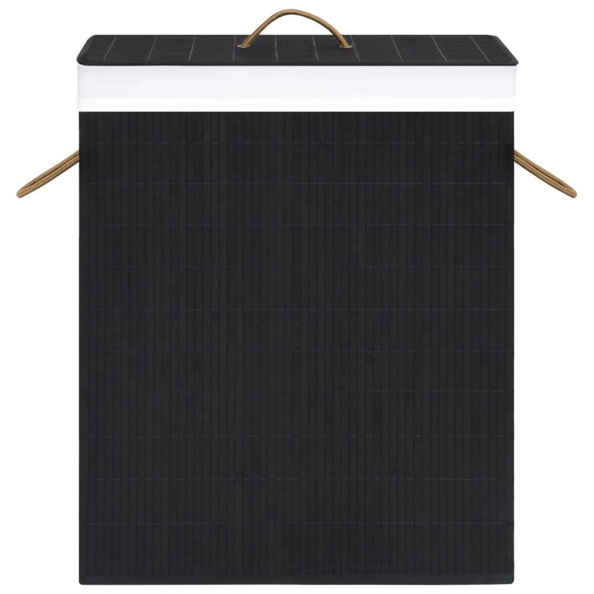 VIDAXL Panier a linge avec 2 sections bambou noir 100 L