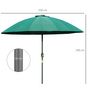 Voir la diapositive 3 : OUTSUNNY Parasol inclinable rond avec manivelle métal fibre de verre Ø 2,55 m polyester haute densité vert