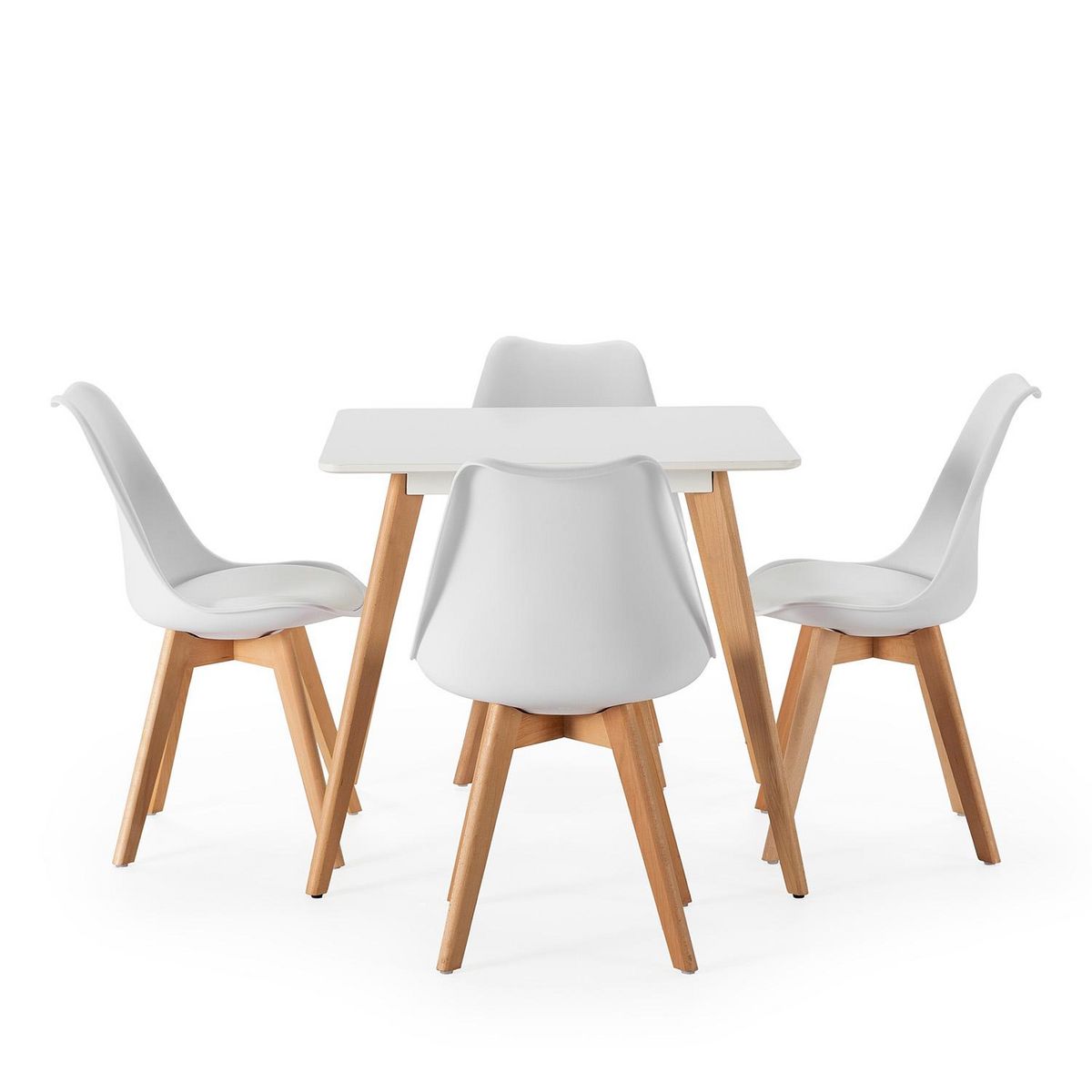 VS VENTA-STOCK Ensemble table 80x80 cm et 4 chaises de salle à manger Klara Blanc