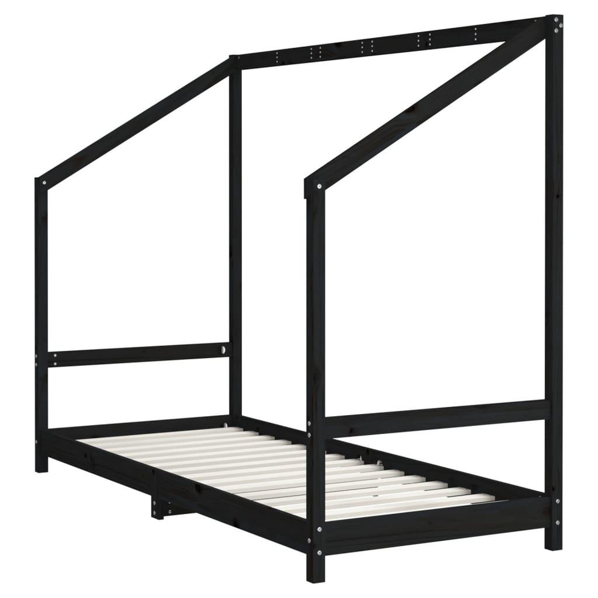 Voir la diapositive 3 : VIDAXL Cadre de lit pour enfants noir 80x200 cm bois de pin massif