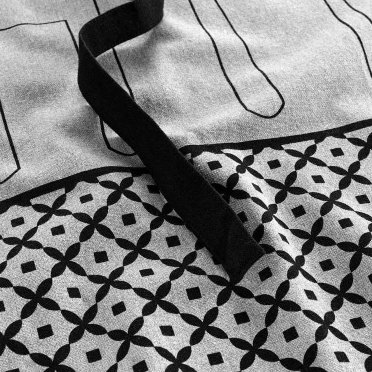 Paris Prix Tablier en Coton Recyclé  Cuisiline  84cm Gris Chiné