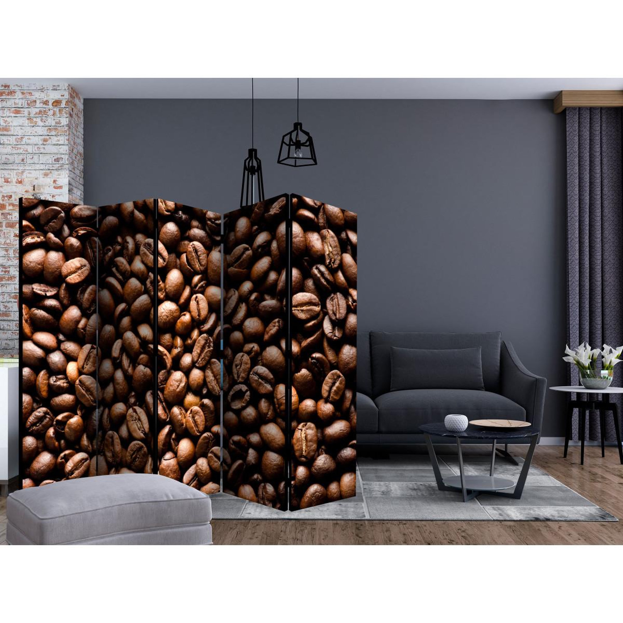 Voir la diapositive 2 : Paris Prix Paravent 5 volets  roasted coffee beans  172x225cm