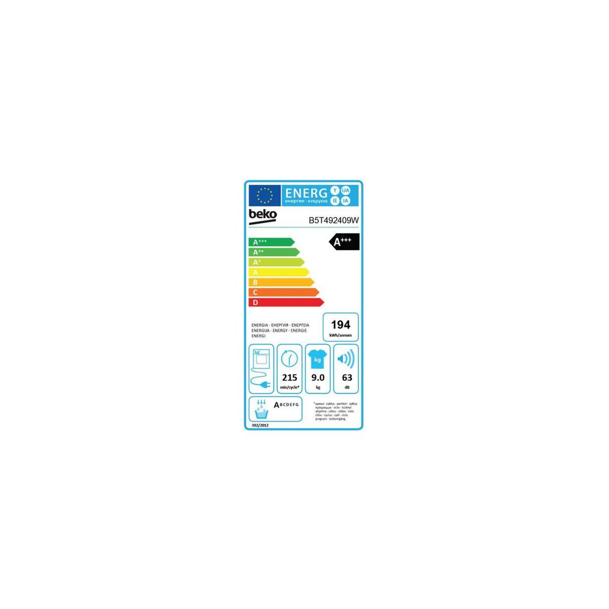Voir la diapositive 6 : Beko Sèche linge pompe à chaleur B5T492409W