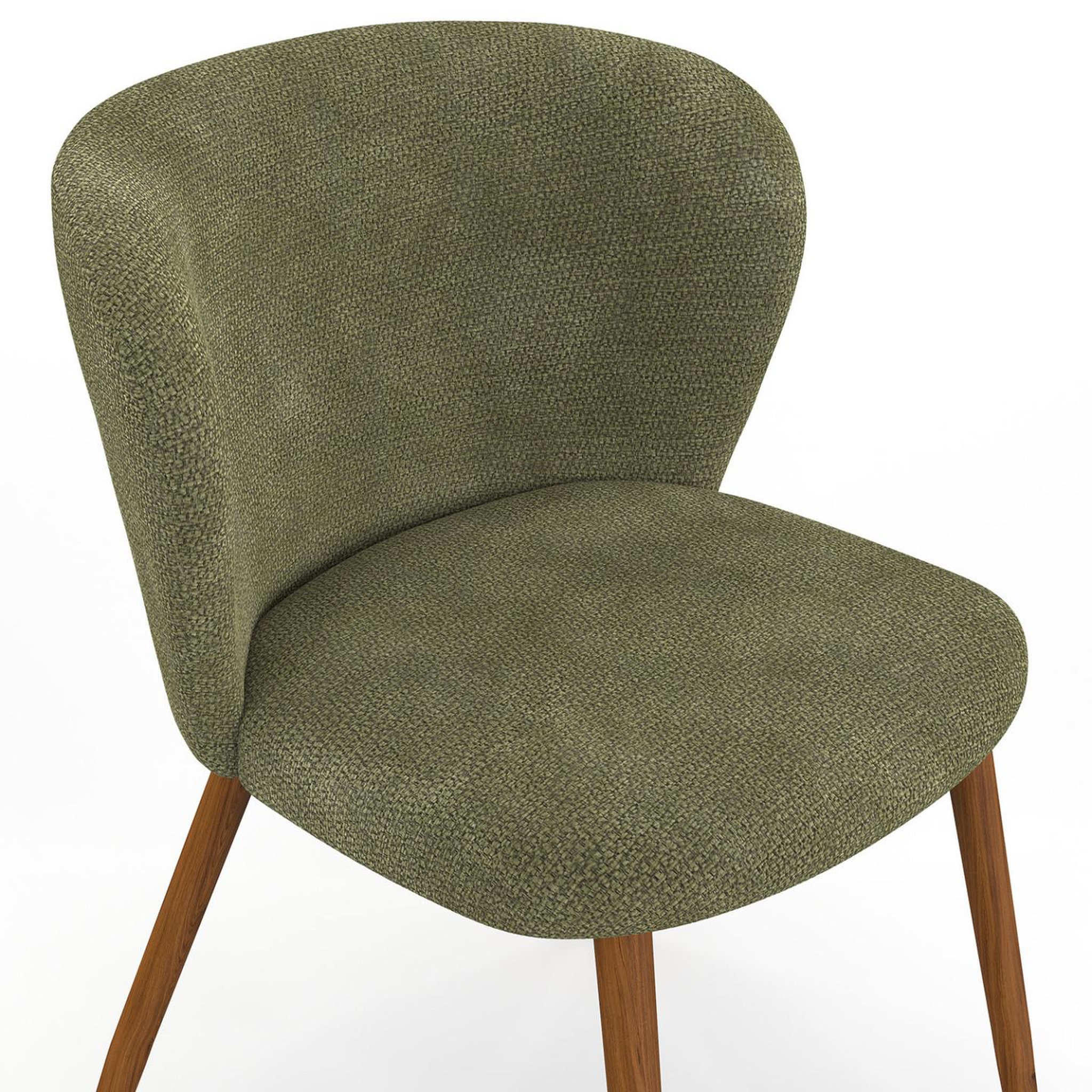 Voir la diapositive 6 : ID MARKET Lot de 4 chaises paulie en tissu chenille kaki pieds noyer pour salle à manger