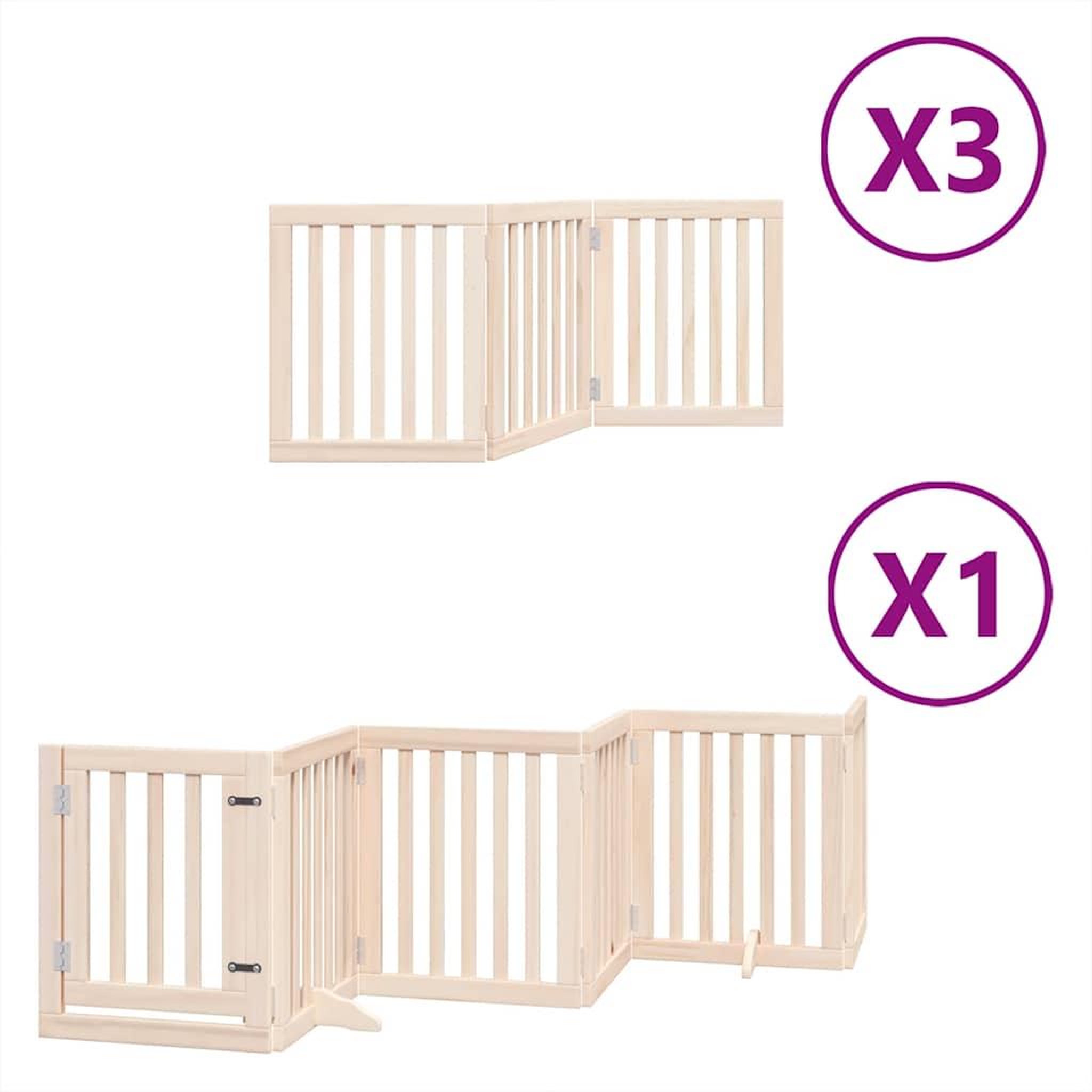 Voir la diapositive 2 : VIDAXL Barriere pour chien porte pliable 15 panneaux bois de peuplier