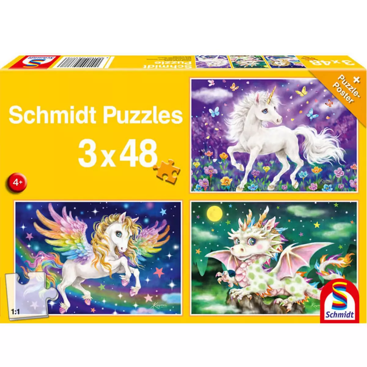 Schmidt Puzzle 3 x 48 pièces : Animaux fantastiques
