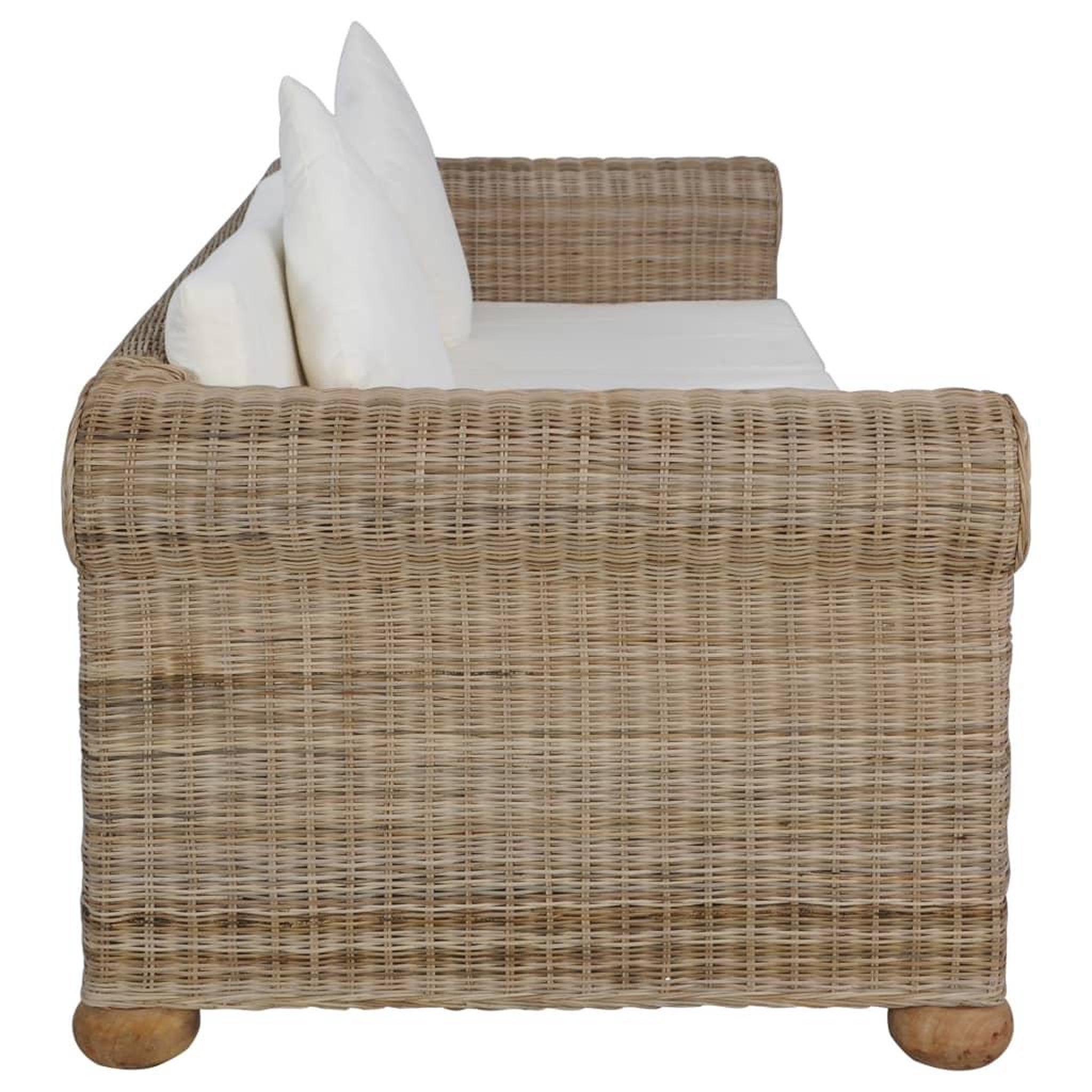Voir la diapositive 4 : VIDAXL Canape a 3 places avec coussins Rotin naturel