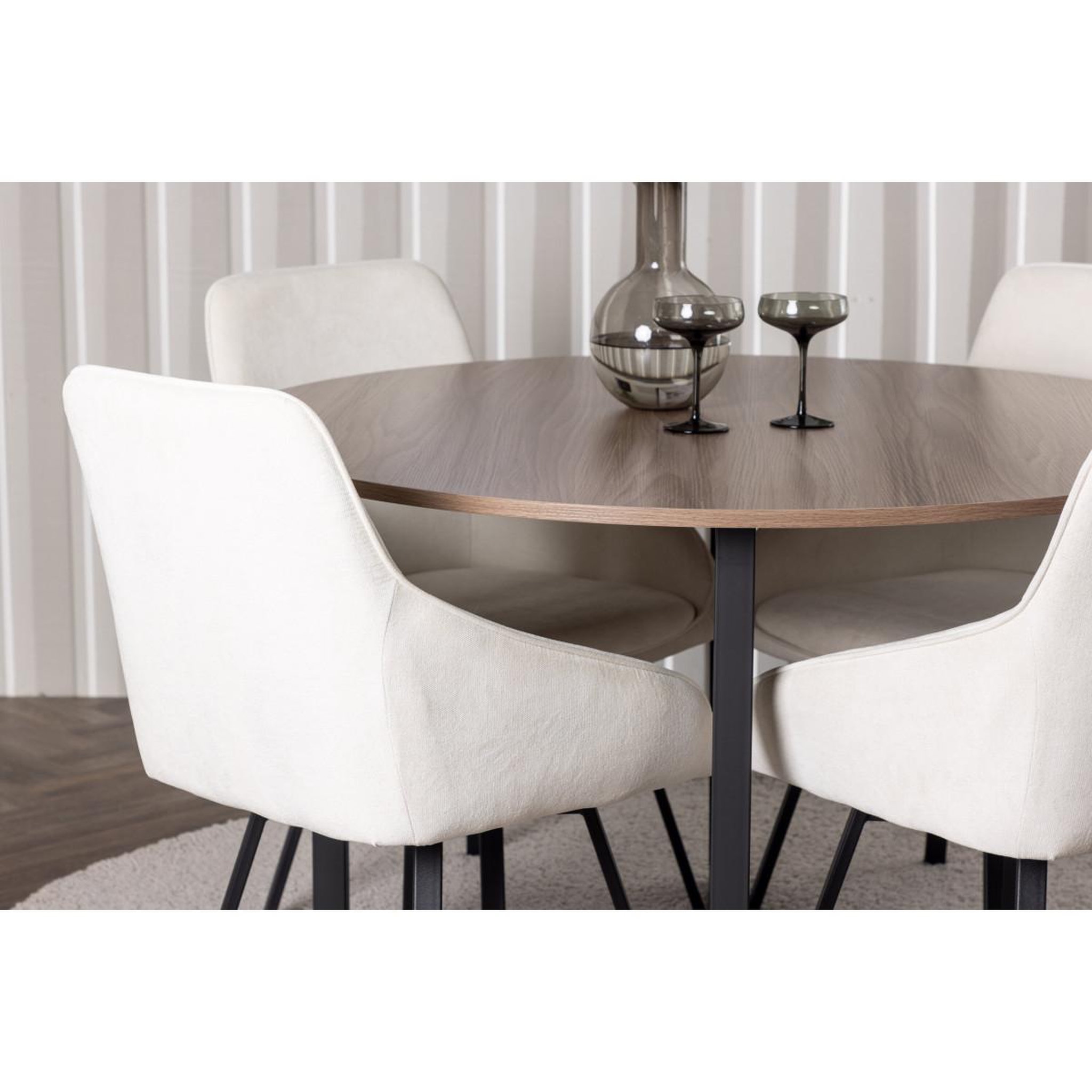 Voir la diapositive 4 : Paris Prix Ensemble table à manger & 4 chaises  durango & rosie  120cm noyer & beige clair