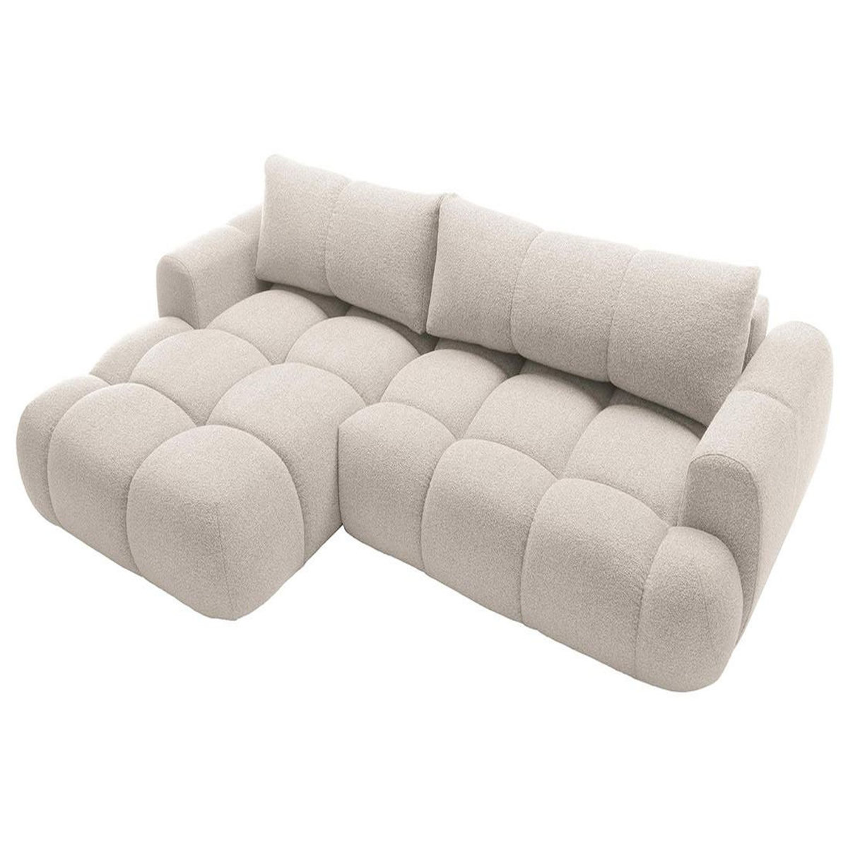 BEST MOBILIER Yulin - canapé d'angle gauche 4 places convertible avec coffre en tissu bouclette