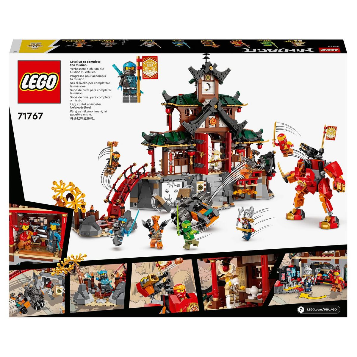 LEGO Ninjago 71767 - Le temple Dojo Ninja, Set Maîtres du Spinjitzu, Jouet Enfants +8 Ans avec Figurines Lloyd, Kai et Serpent avec bannière de mission à collectionner