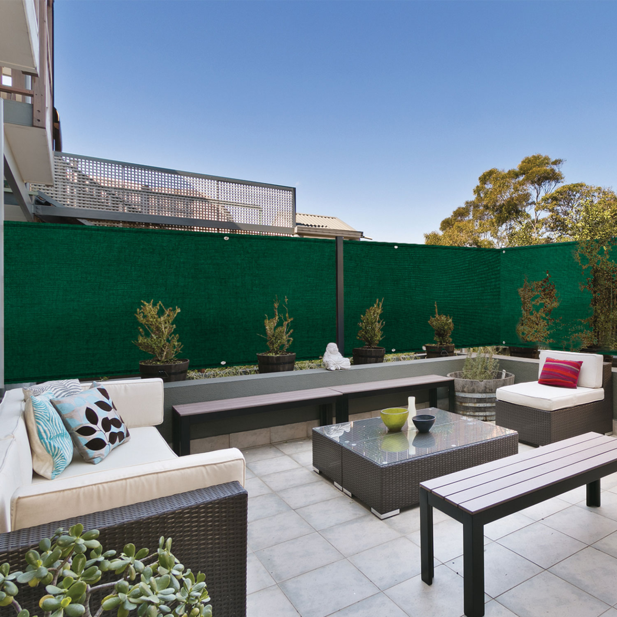 Voir la diapositive 4 : ID MARKET Brise vue ultra résistant 1,2 x 10 m vert 400 gr/m² haut de gamme