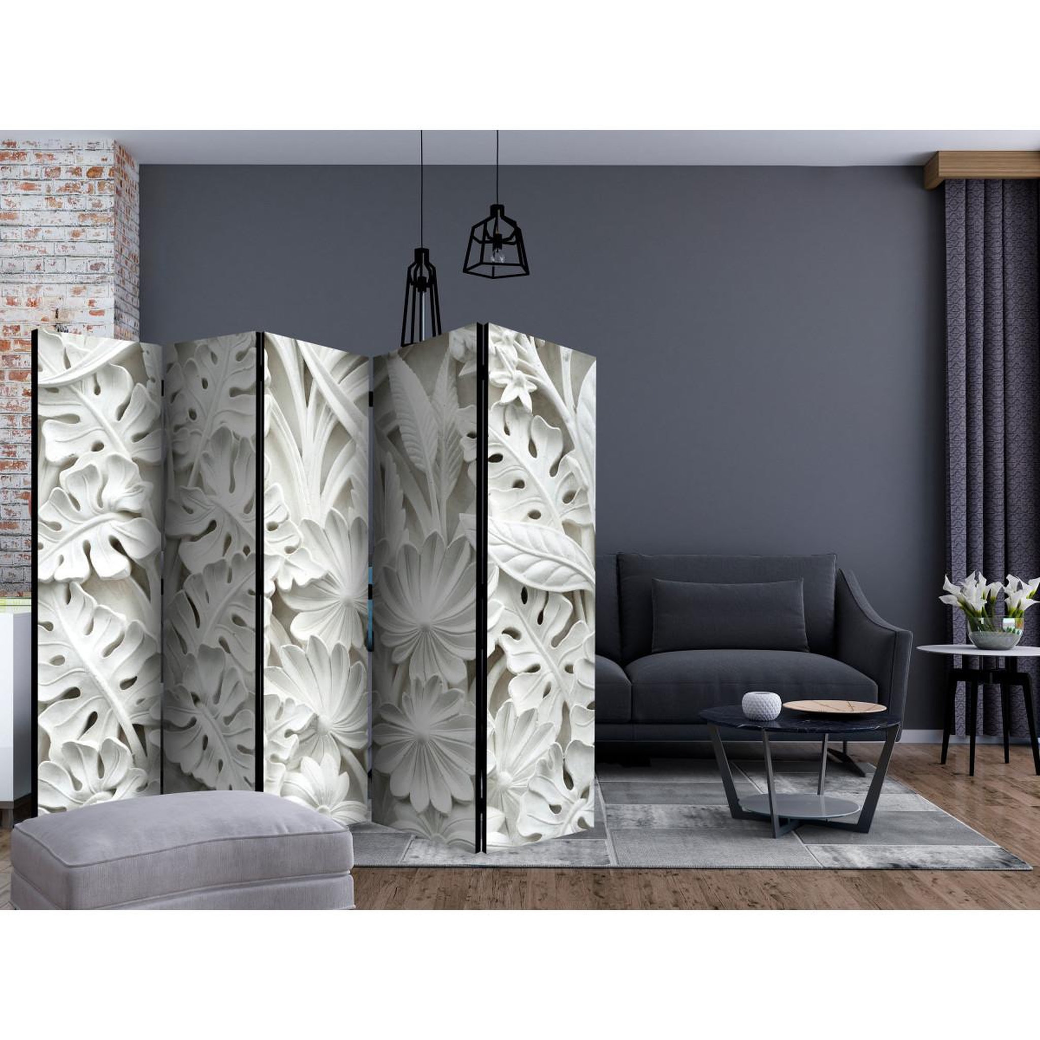 Voir la diapositive 2 : Paris Prix Paravent 5 volets  alabaster garden ii  172x225cm