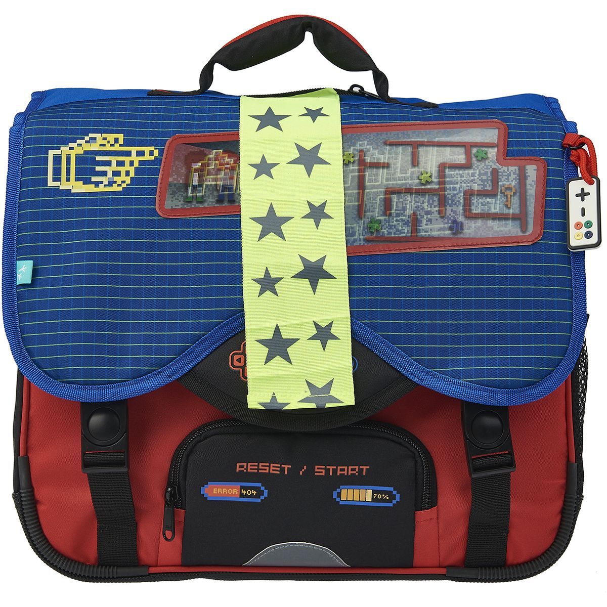 AUCHAN Cartable 38 cm CP/CE1/CE2 bleu et rouge ACTIVE GAMER