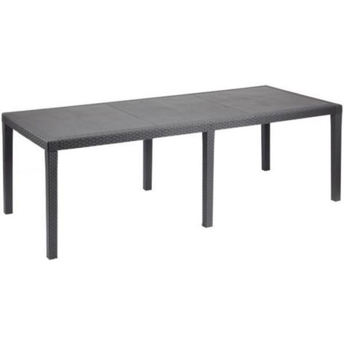 MARKET24 Table a manger de jardin QUEEN effet rotin - Anthracite - 220 x 90 x 72 cm