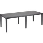 MARKET24 Table a manger de jardin QUEEN effet rotin - Anthracite - 220 x 90 x 72 cm