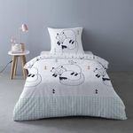 Dourev Housse de couette 140x200 LE LOUP + 1 taie 100% coton