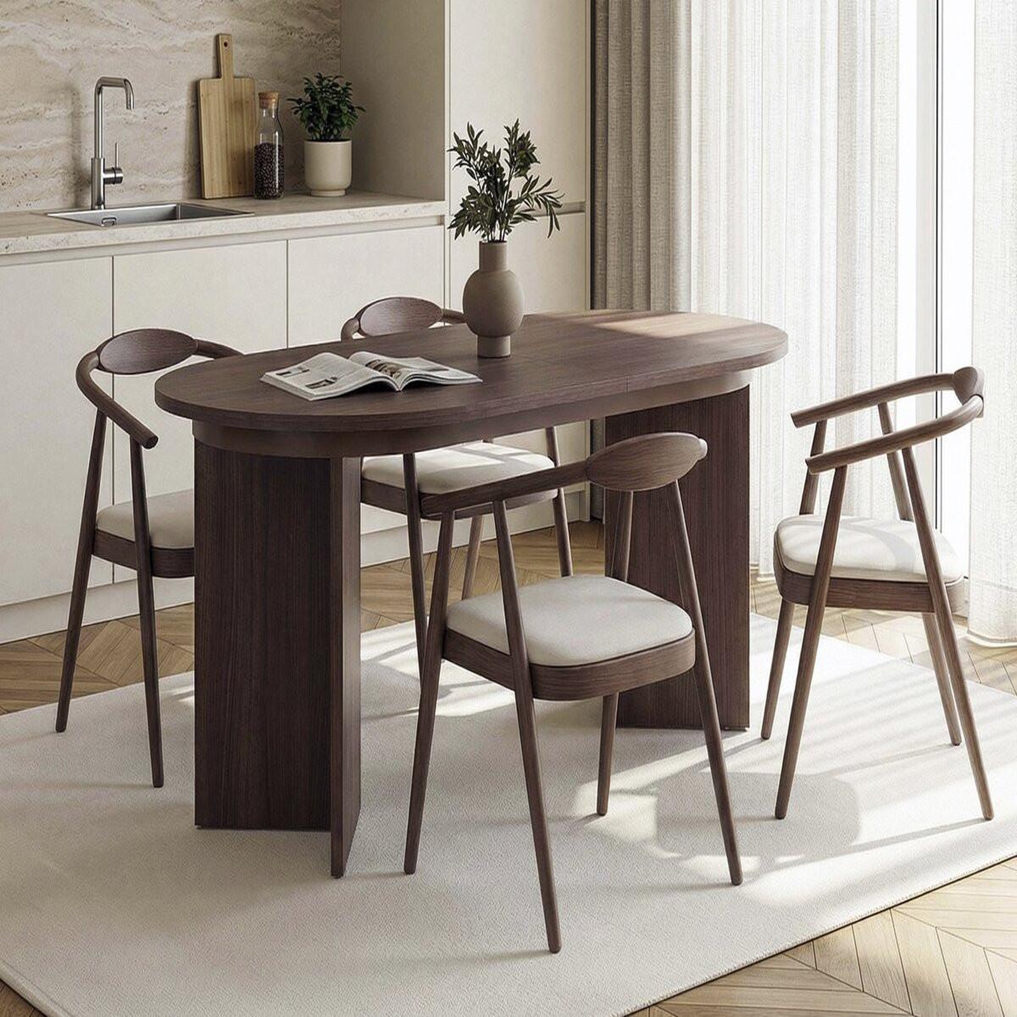 Voir la diapositive 2 : Habitat et Jardin Table repas extensible en bois 160/200 cm  sorell  - 8 places - marron