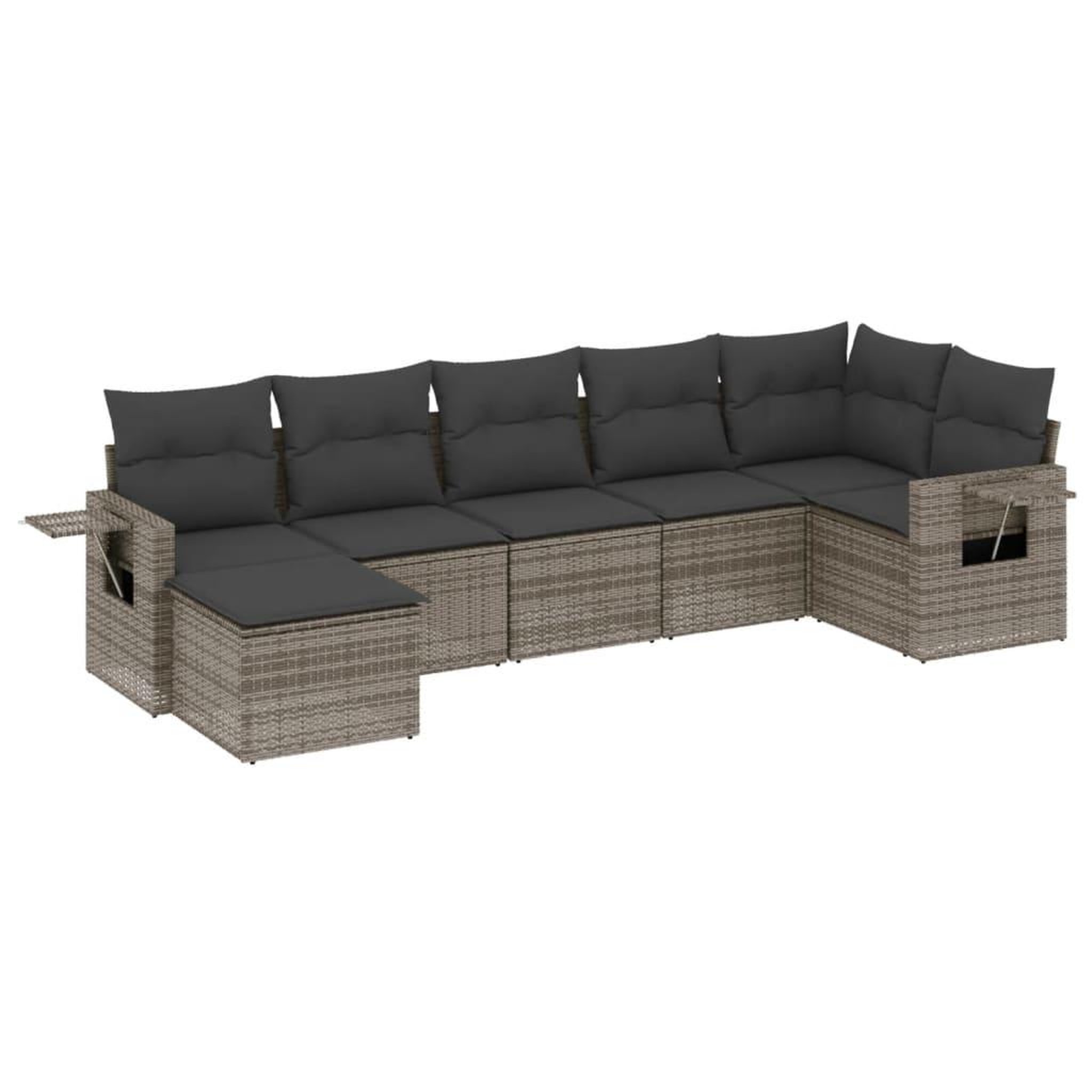 Voir la diapositive 2 : VIDAXL Salon de jardin avec coussins 7 pcs gris resine tressee