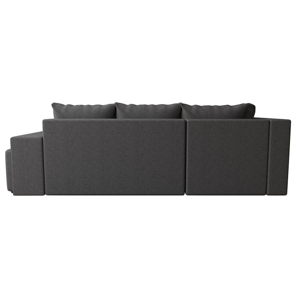 BEST MOBILIER Libbie - canapé d'angle gauche 4 places convertible avec coffre, étagère et poufs en tissu