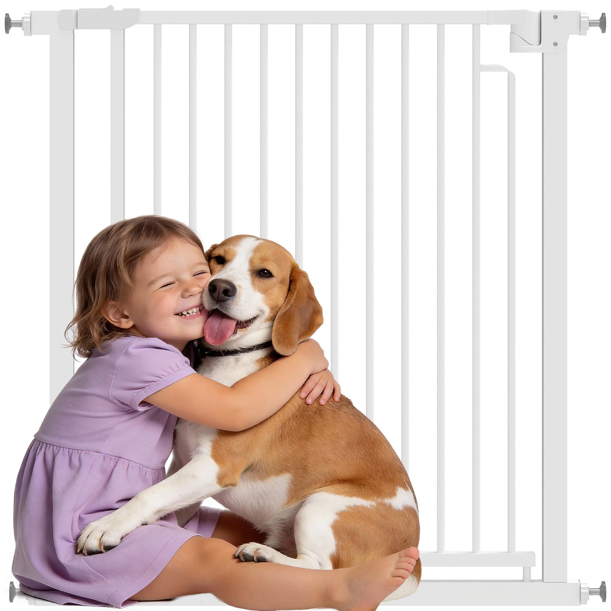PAWHUT Barrière de sécurité chien largeur réglable 76-80 cm acier blanc