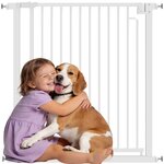 PAWHUT Barrière de sécurité chien largeur réglable 76-80 cm acier blanc