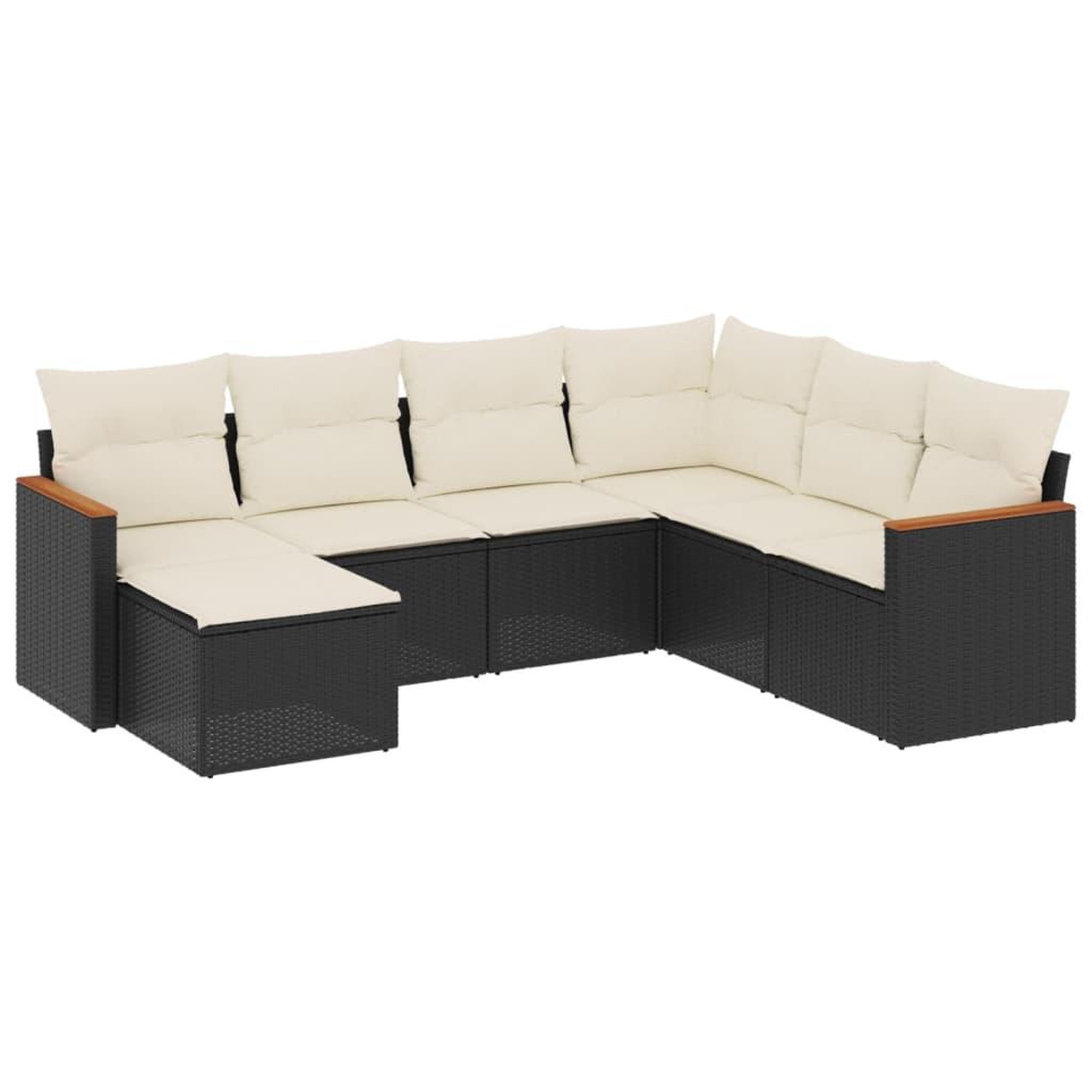 Voir la diapositive 2 : VIDAXL Salon de jardin 7 pcs avec coussins noir resine tressee
