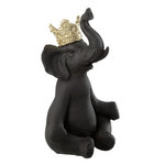 Paris Prix Statuette Éléphant Assis  Couronne  23cm Noir