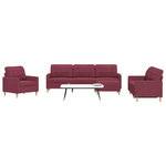 VIDAXL Ensemble de canapes 4 pcs avec repose-pied rouge bordeaux tissu