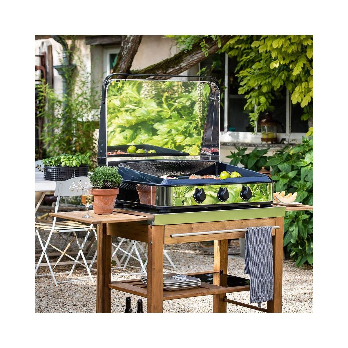 Eno Plancha gaz 80 cm Inox 3 brûleurs à poser, 69x40 cm