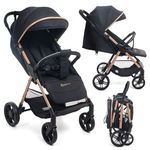 BEBELISSIMO Poussette Bébé Canne Ultra Compacte – Légère – Pliage à Une Main – Noix - noir
