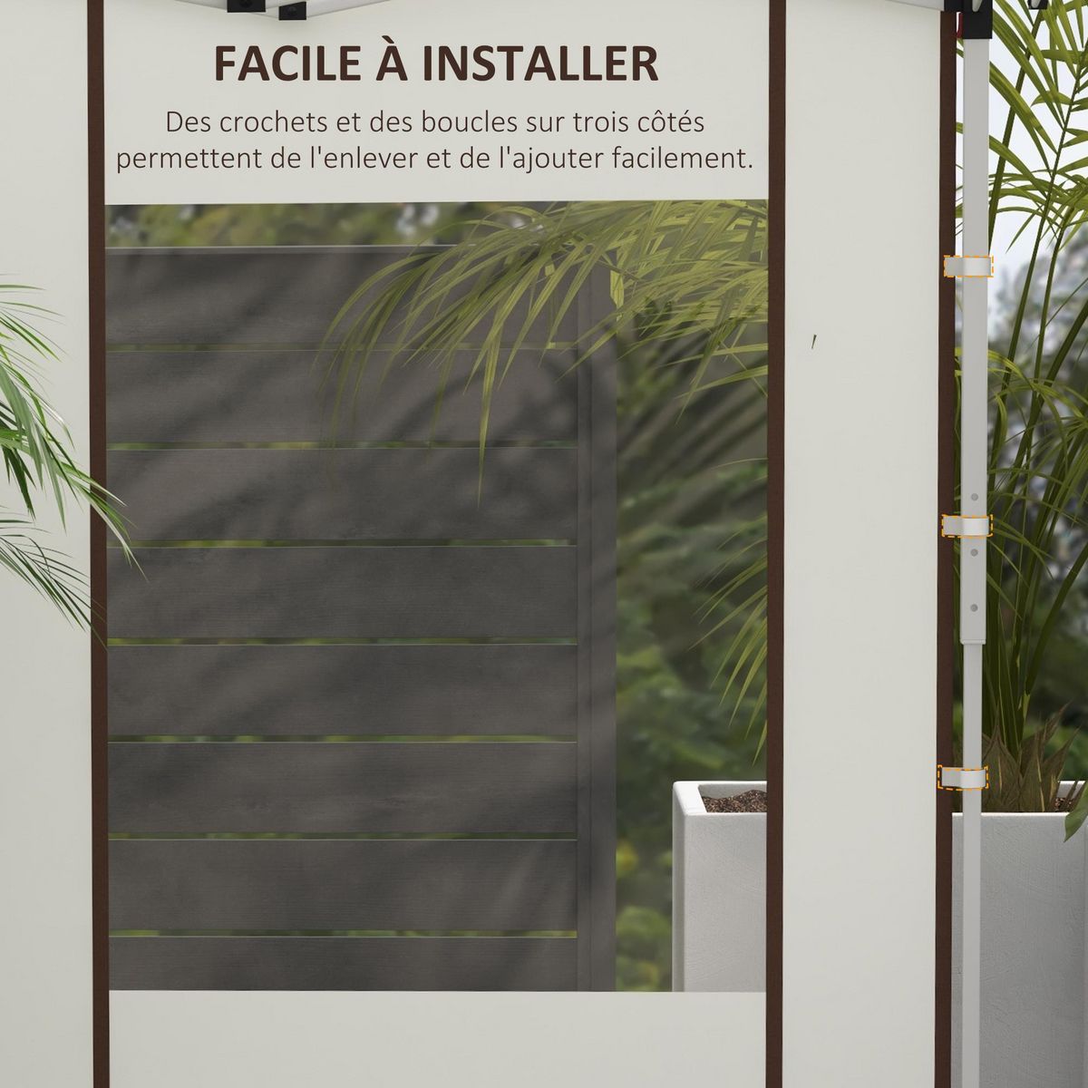 OUTSUNNY Lot de 2 panneaux latéraux barnum tonnelle 6x3 m ou 3x3 m fenêtres oxford blanc