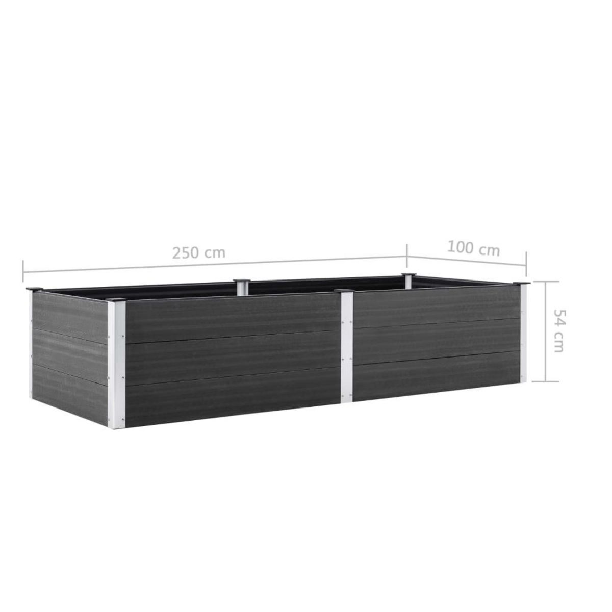 VIDAXL Lit sureleve de jardin 250x100x54 cm WPC Gris