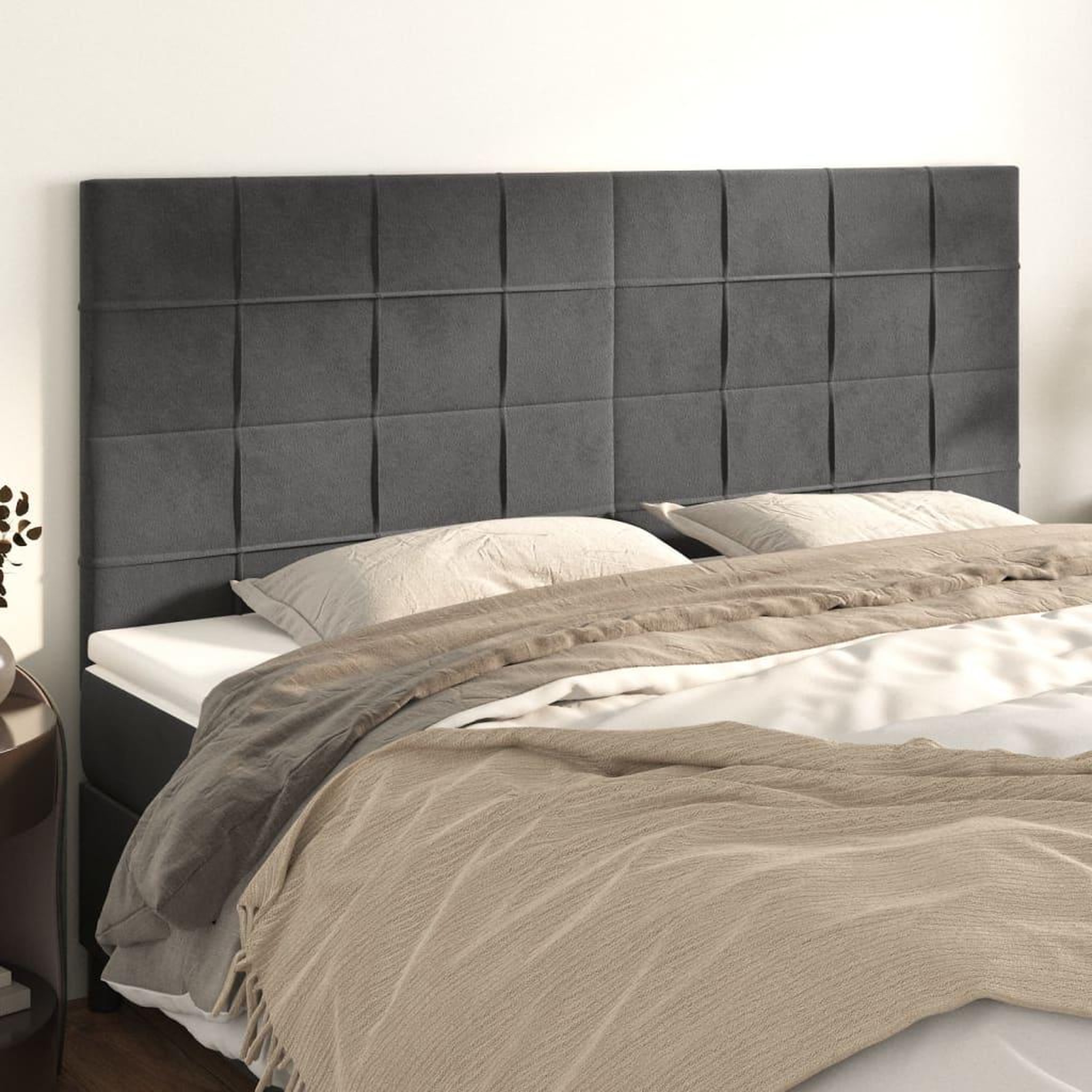 Voir la diapositive 1 : VIDAXL Tetes de lit 4 pcs Gris fonce 100x5x78/88 cm Velours