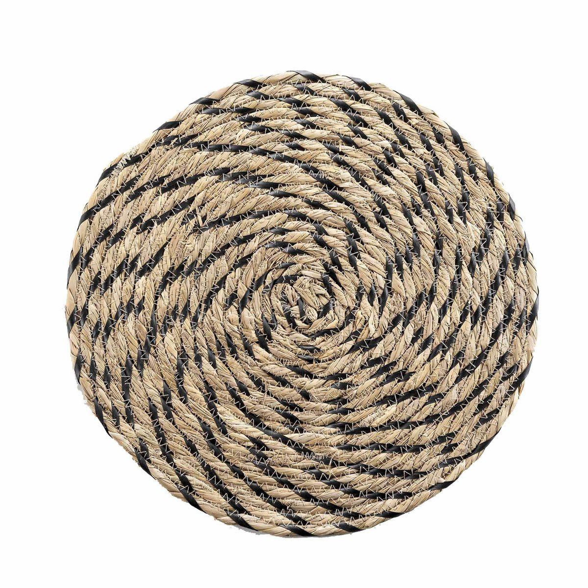 Douceur d'Intérieur Set de table rond en paille  nala  38cm naturel & noir