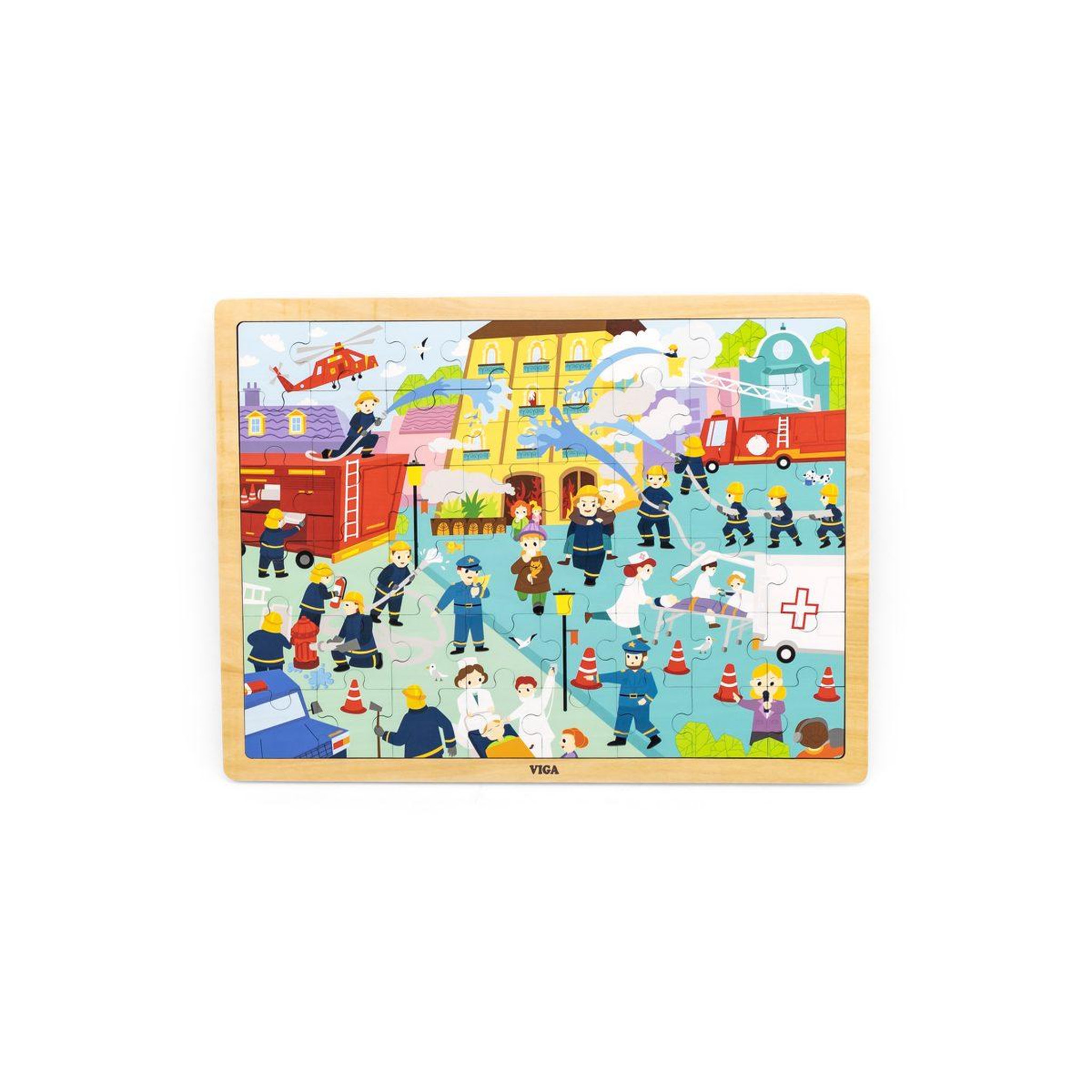 Voir la diapositive 2 : VIGA Puzzle en bois 48 pièces  44581 - pompiers