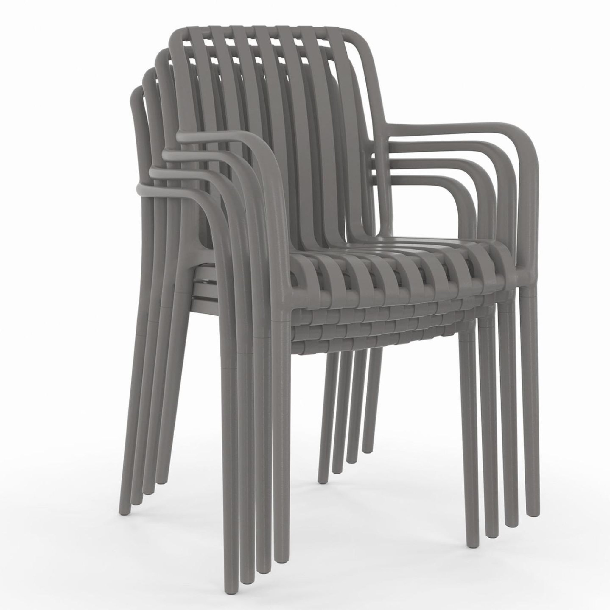 Voir la diapositive 5 : ID MARKET Lot de 4 chaises de jardin empilables bilbao en polypropylène gris anthracite