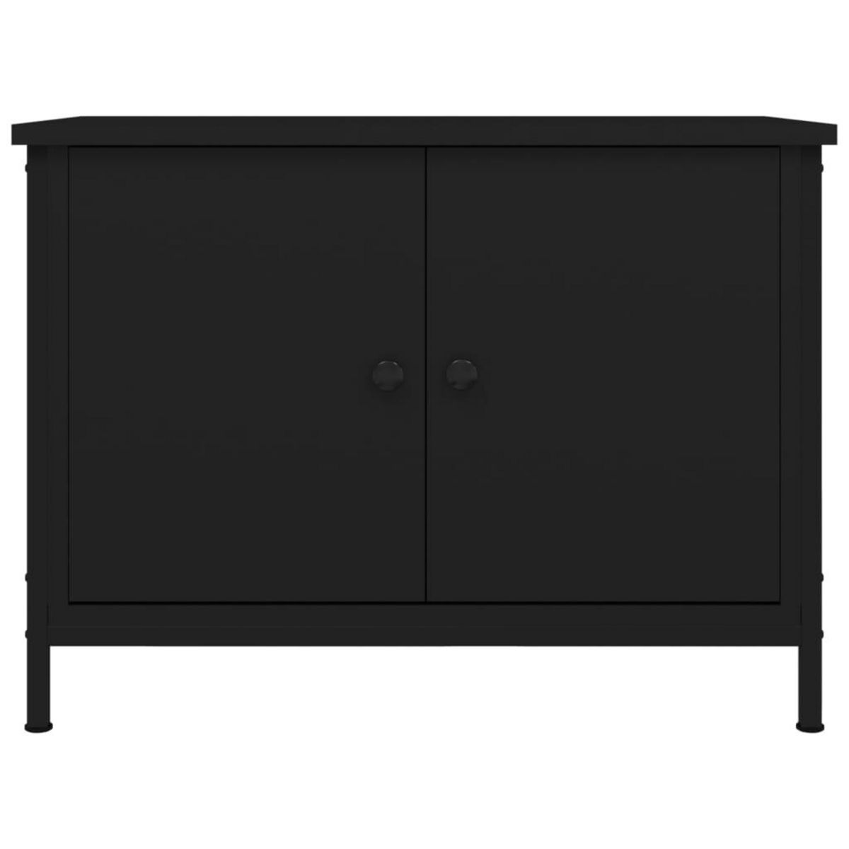 VIDAXL Meuble TV avec portes noir 60x35x45 cm bois d'ingenierie
