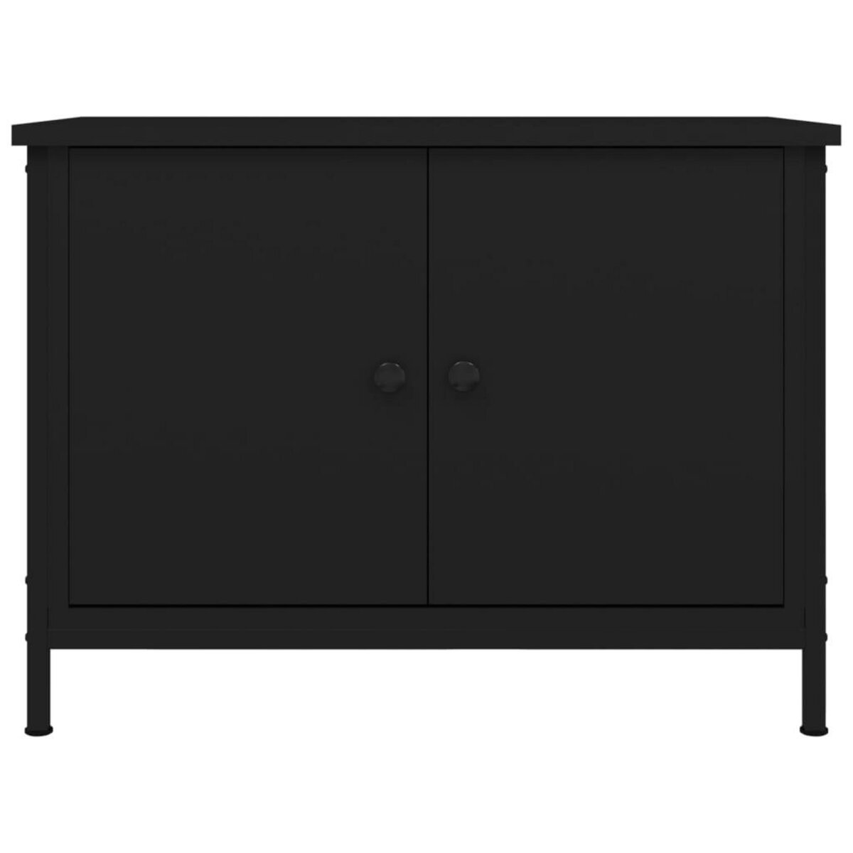 VIDAXL Meuble TV avec portes noir 60x35x45 cm bois d'ingenierie