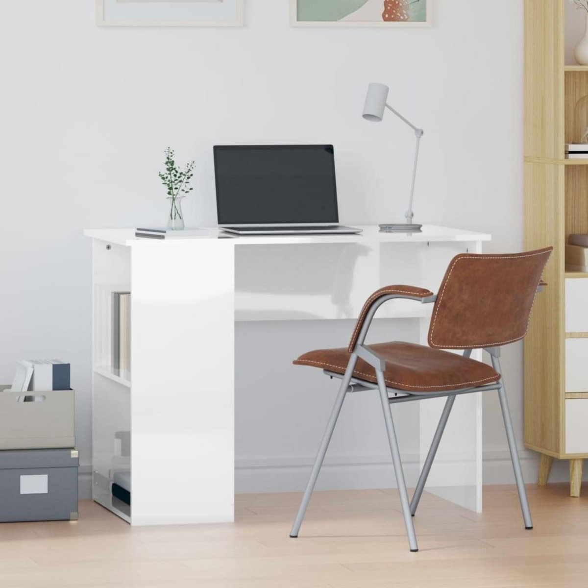 VIDAXL Bureau Blanc brillant 100x55x75 cm Bois d'ingenierie