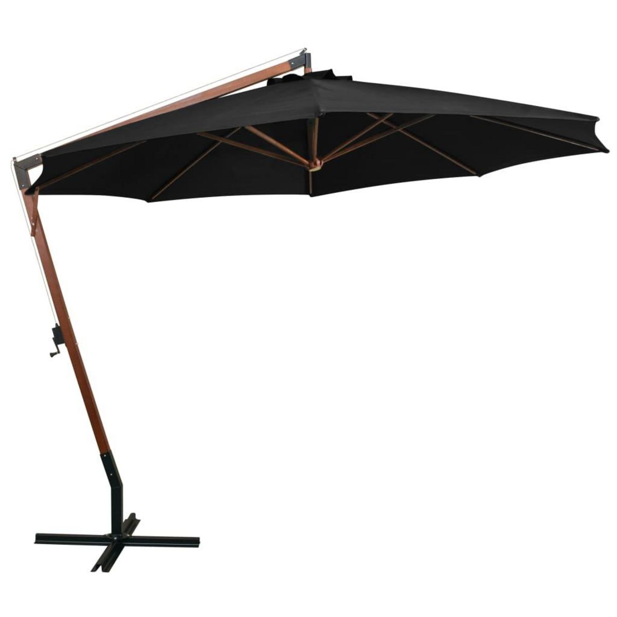 VIDAXL Parasol de jardin suspendu avec mat noir bois de sapin massif