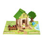 Voir la diapositive 2 : JeuJura La Cabane du Jardinier 60 Pieces - JEUJURA - Jeu de Construction en Bois Naturel, Tapis et Accessoires Inclus, 22x18,5x8,5 cm