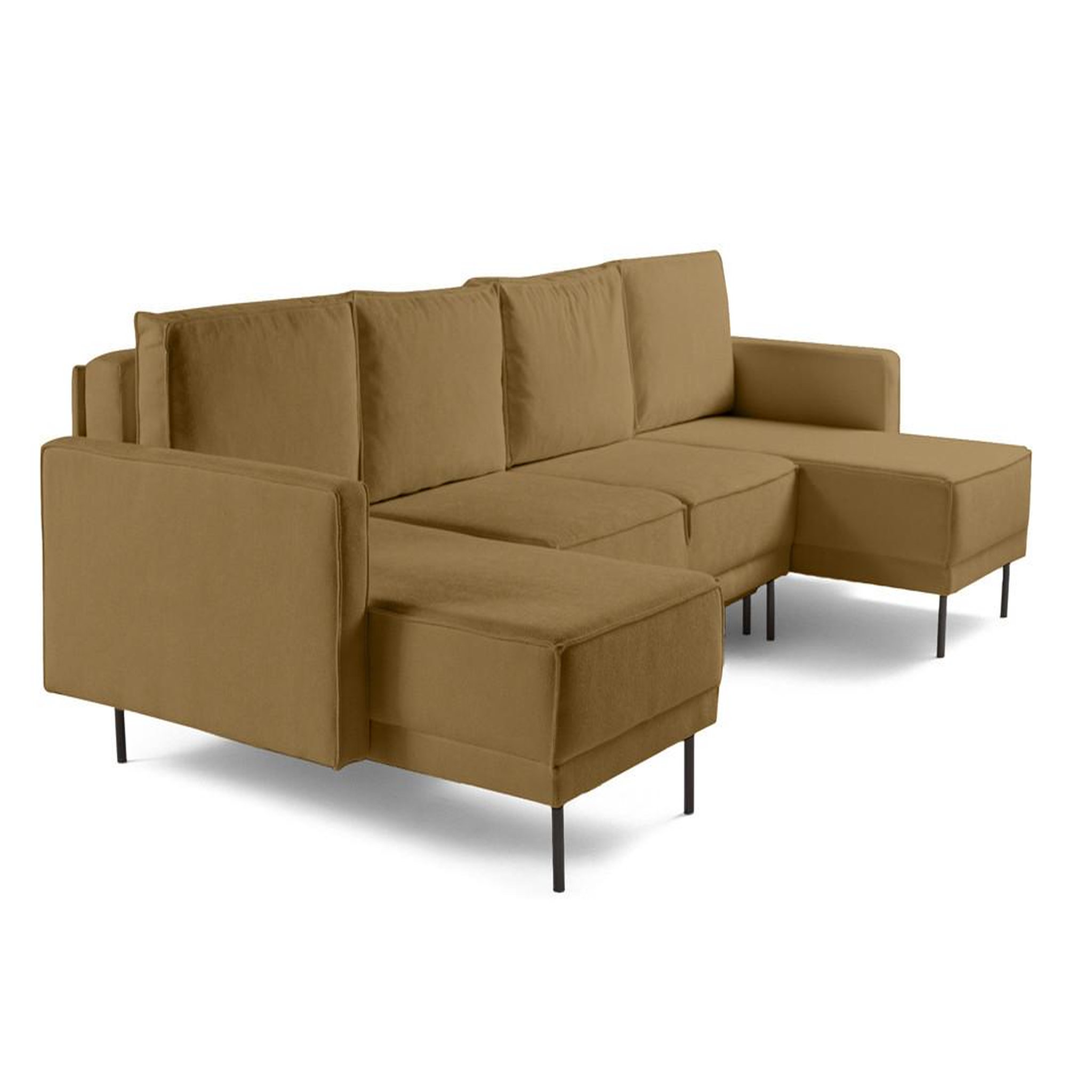 Voir la diapositive 4 : LISA DESIGN Charlie - canapé panoramique en u 7 places - convertible avec coffre - en tissu