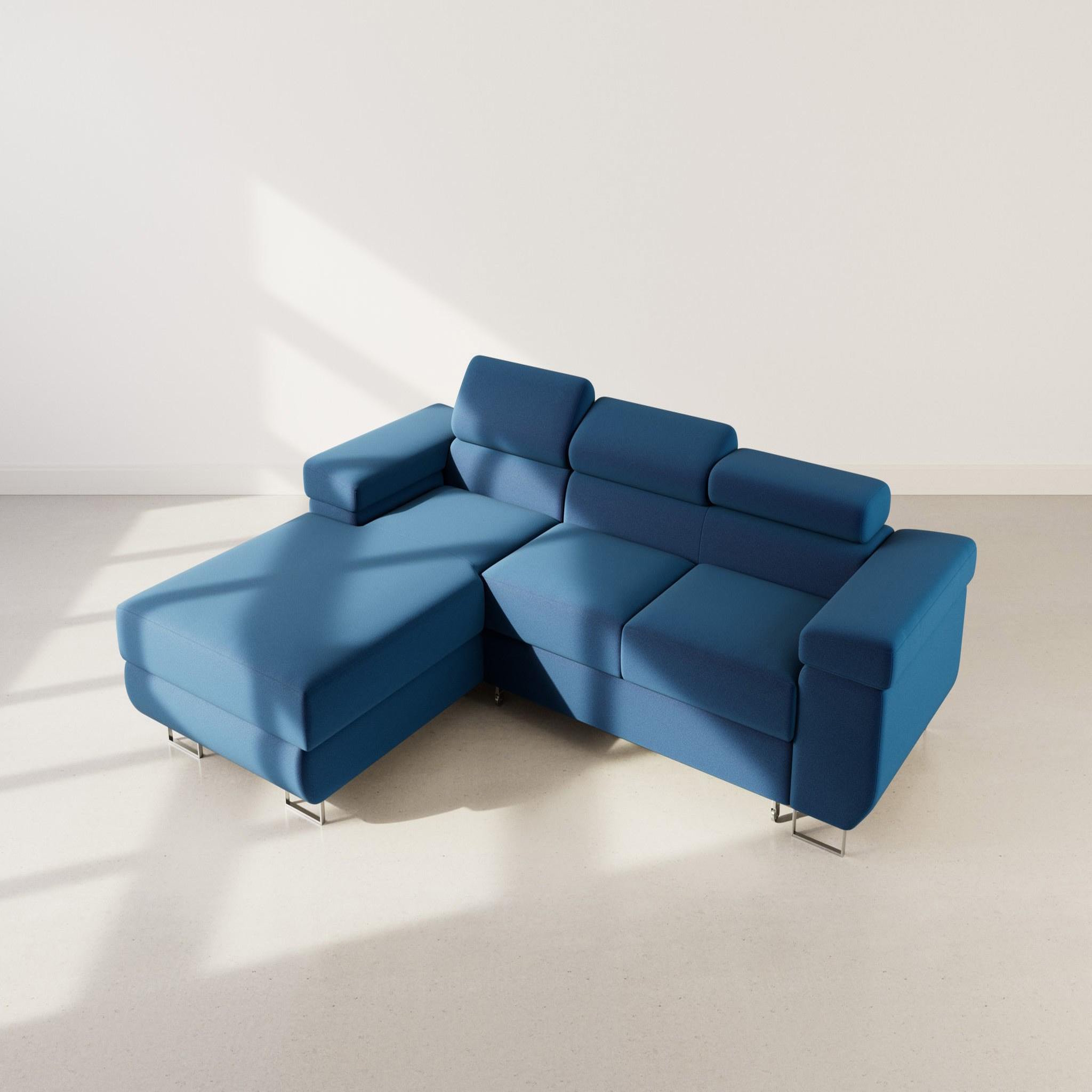Voir la diapositive 6 : BEST MOBILIER Pablo - canapé d'angle gauche - 6 places - convertible avec coffre et têtières réglables - en velours