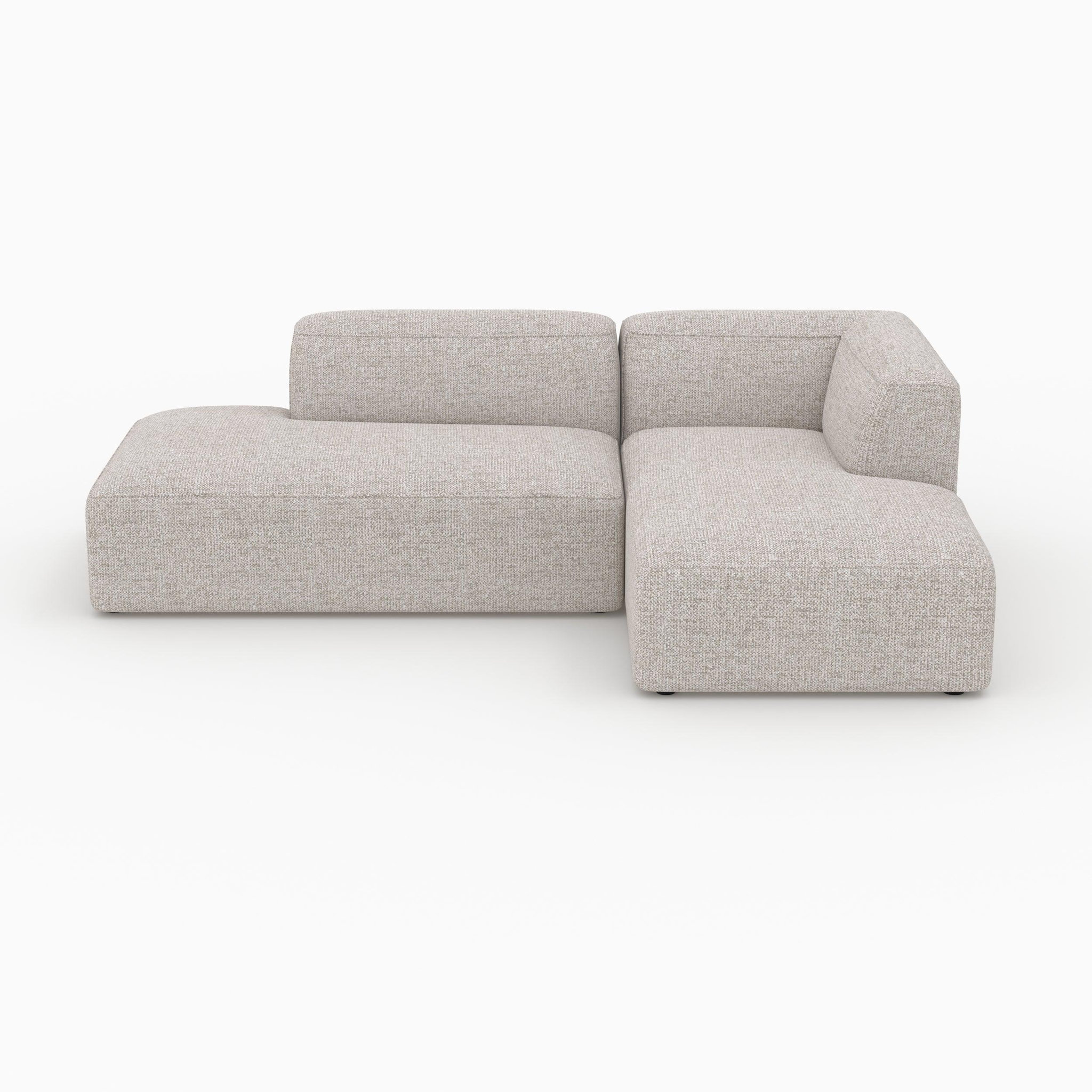 MAISON PAVANE Canapé d'angle droit modulable en tissu beige 4 places-hestia